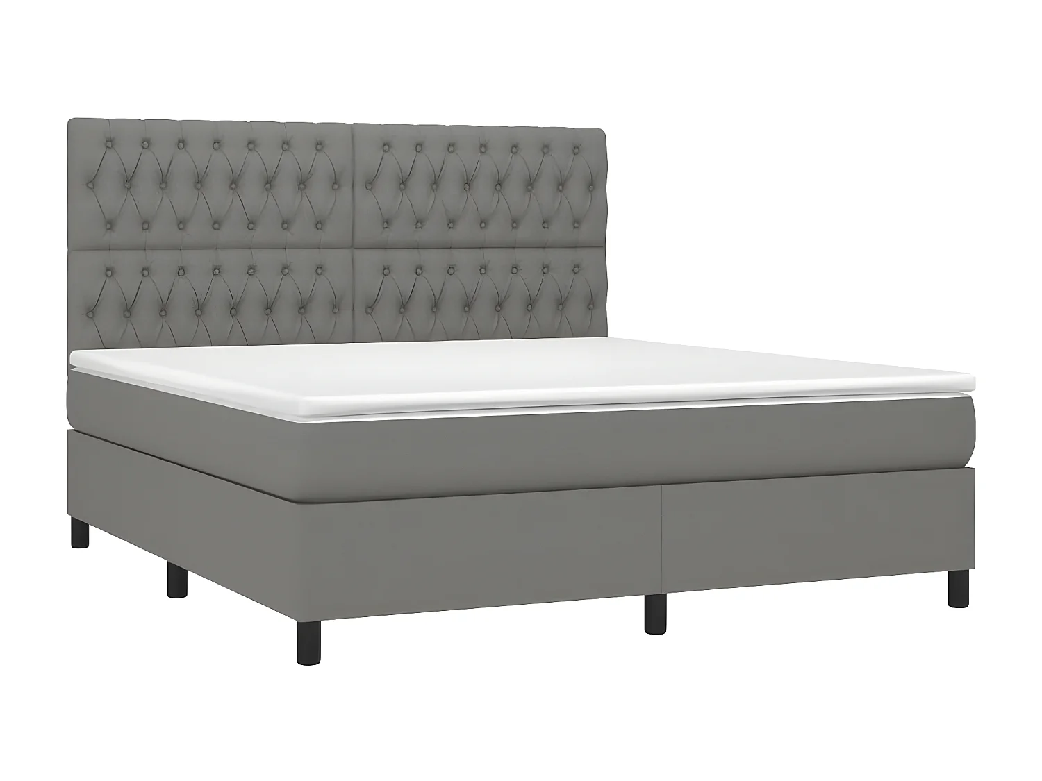 Lit à sommier tapissier avec matelas Gris foncé 180x200 Tissu