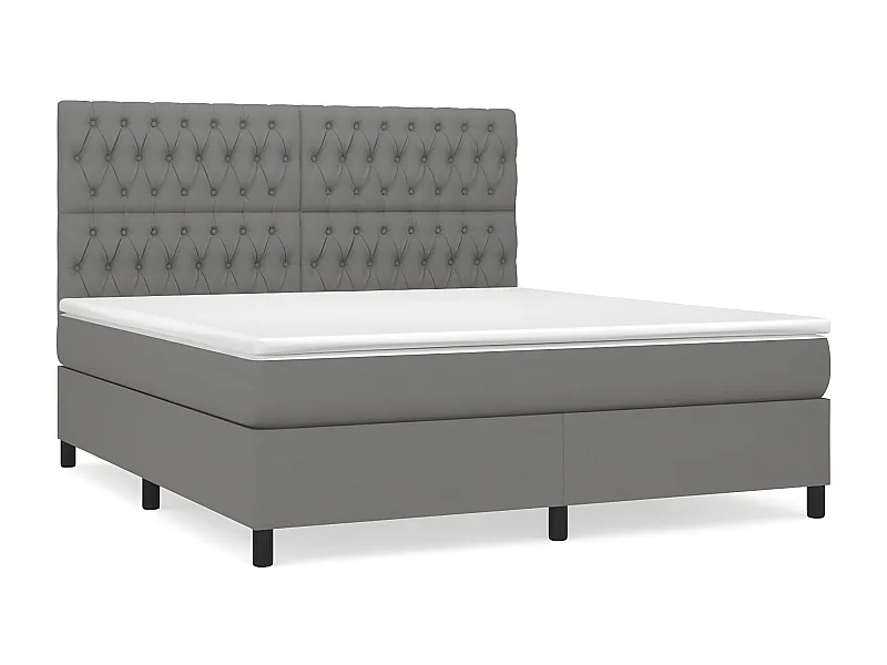 Lit à sommier tapissier avec matelas Gris foncé 180x200 Tissu