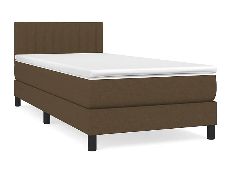 Lit à sommier tapissier avec matelas Marron foncé 90x200 3