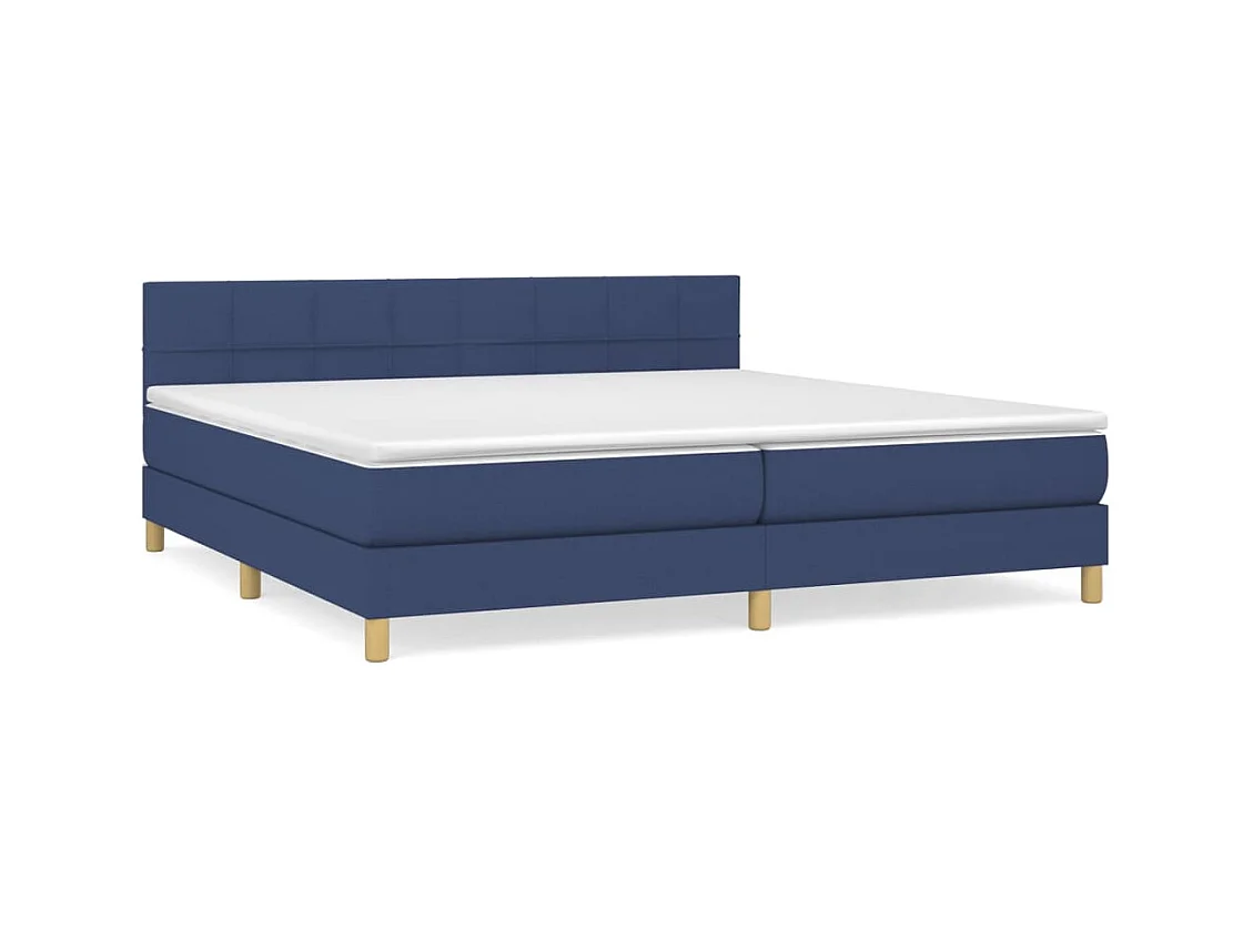 Lit à sommier tapissier avec matelas Bleu 200x200 Tissu 11
