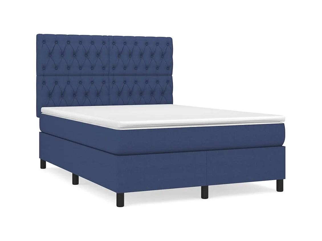 Lit à sommier tapissier avec matelas Bleu 140x200 Tissu