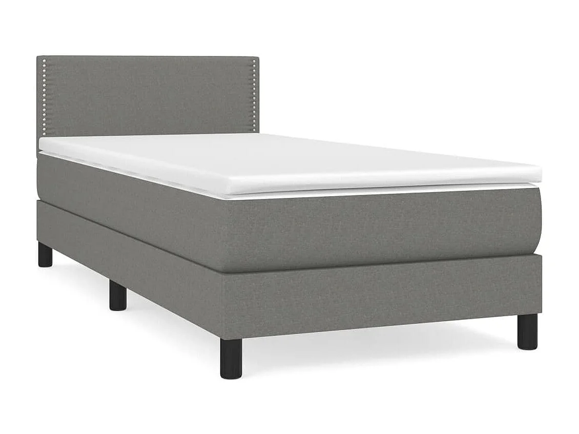 Lit à sommier tapissier avec matelas Gris foncé 80x200 Tissu 3