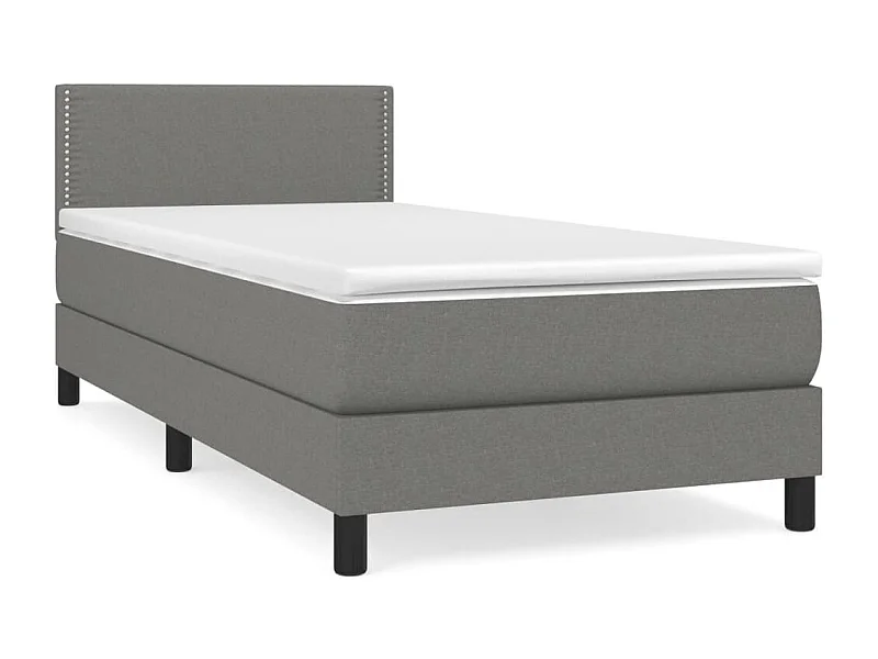 Lit à sommier tapissier avec matelas Gris foncé 80x200 Tissu 3