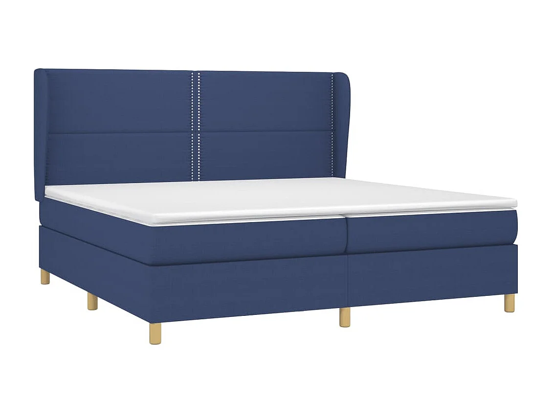 Lit à sommier tapissier avec matelas Bleu 200x200 Tissu 2