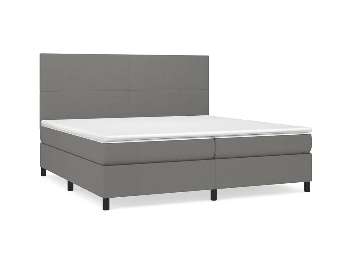 Lit à sommier tapissier avec matelas Gris foncé 200x200 Tissu 11