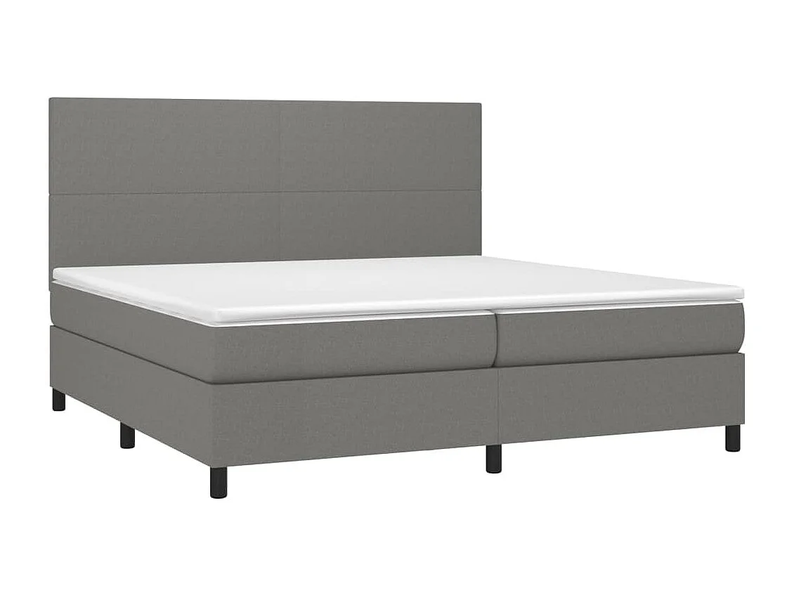Lit à sommier tapissier avec matelas Gris foncé 200x200 Tissu 11
