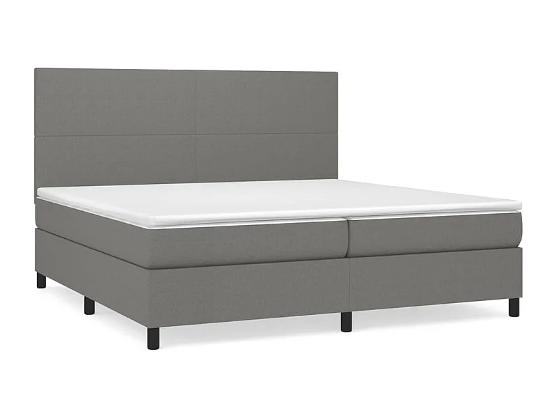 Lit à sommier tapissier avec matelas Gris foncé 200x200 Tissu 11
