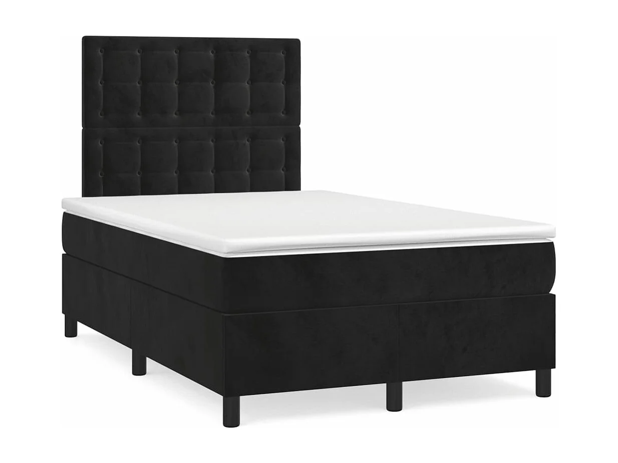Lit à sommier tapissier avec matelas Noir 120x200 Velours