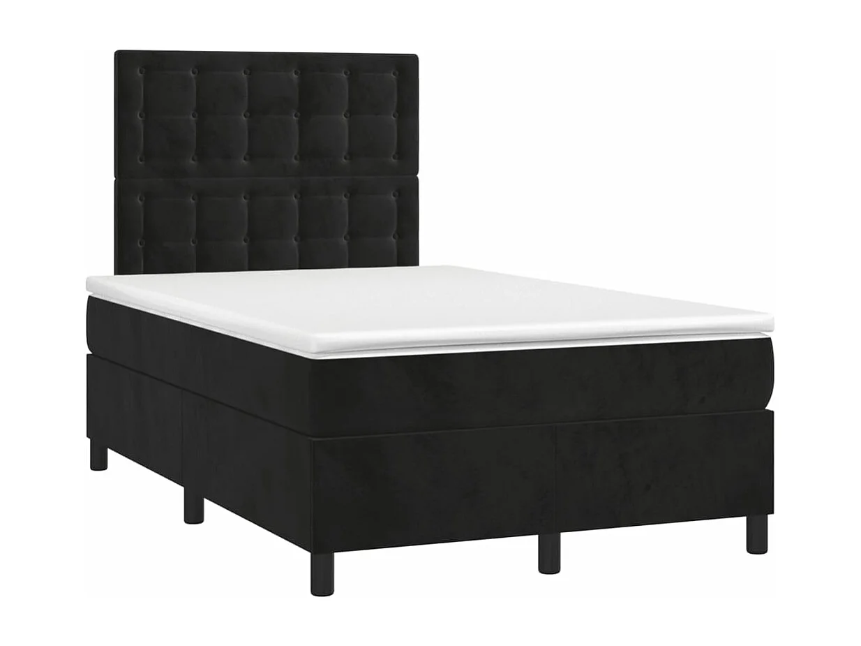 Lit à sommier tapissier avec matelas Noir 120x200 Velours