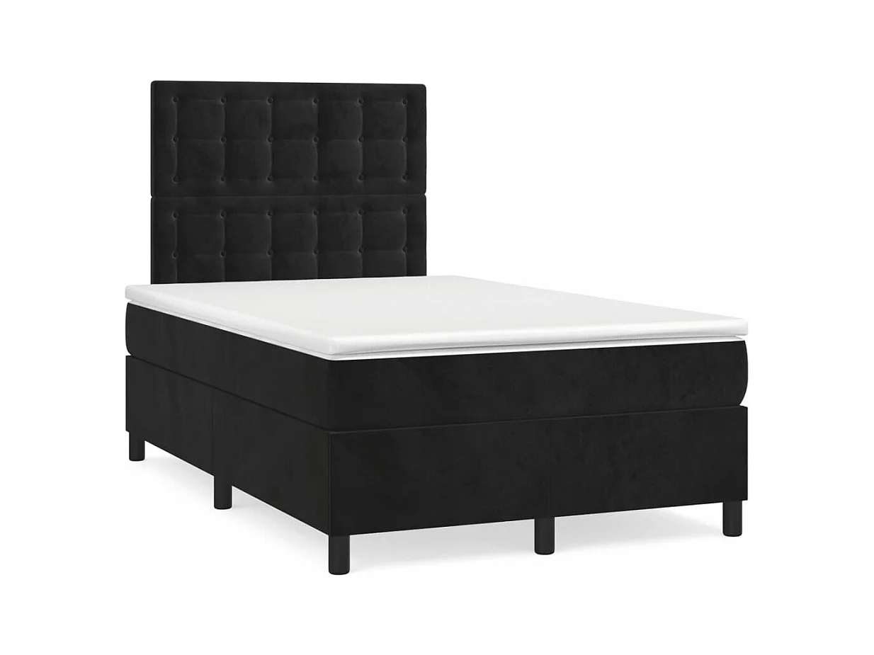Lit à sommier tapissier avec matelas Noir 120x200 Velours