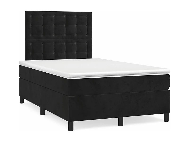 Lit à sommier tapissier avec matelas Noir 120x200 Velours