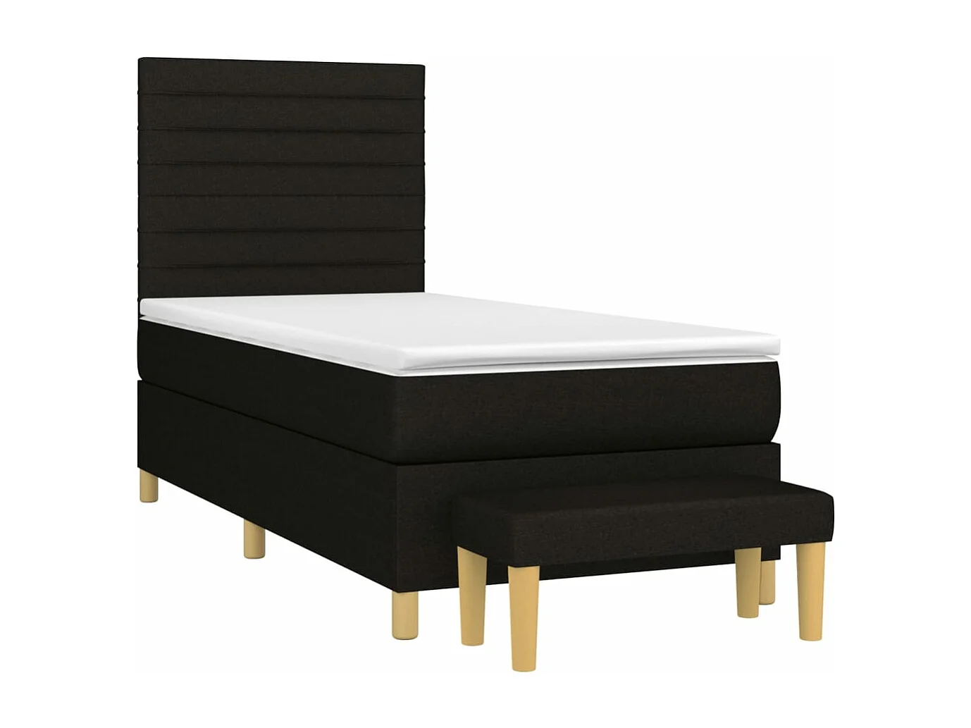 Lit à sommier tapissier et matelas Noir 80x200 Tissu 9