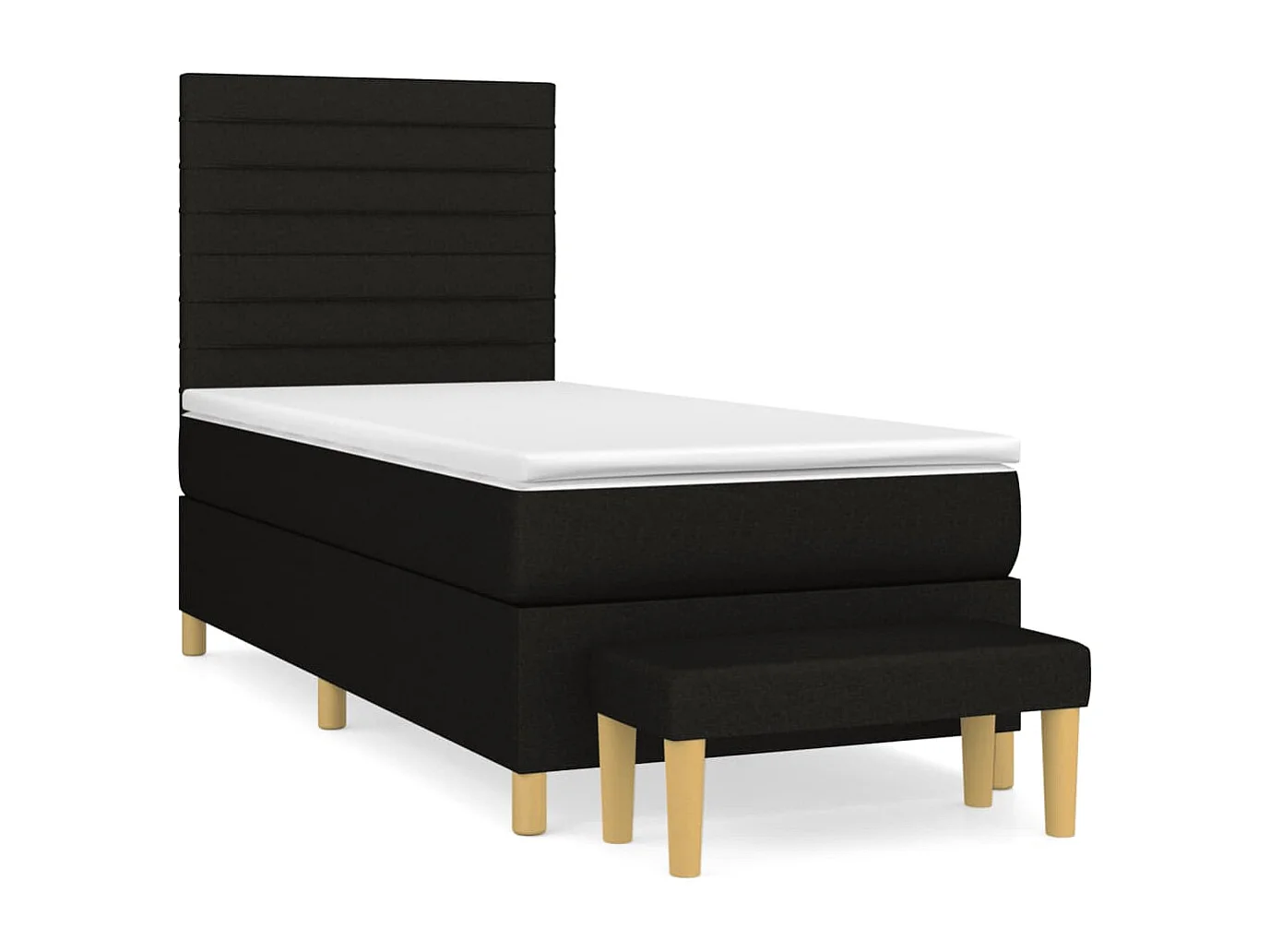 Lit à sommier tapissier et matelas Noir 80x200 Tissu 9