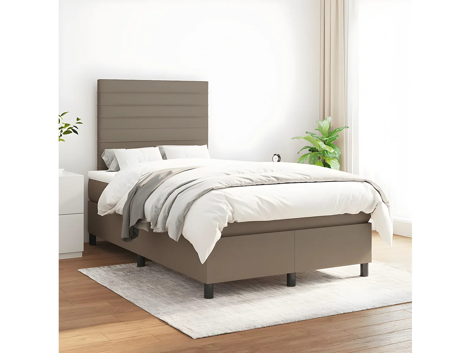 Lit à sommier tapissier avec matelas Taupe 120x200 Tissu