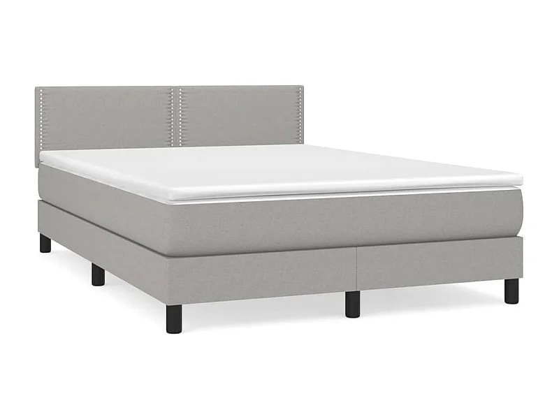 Lit à sommier tapissier avec matelas Gris clair 140x190 Tissu 2