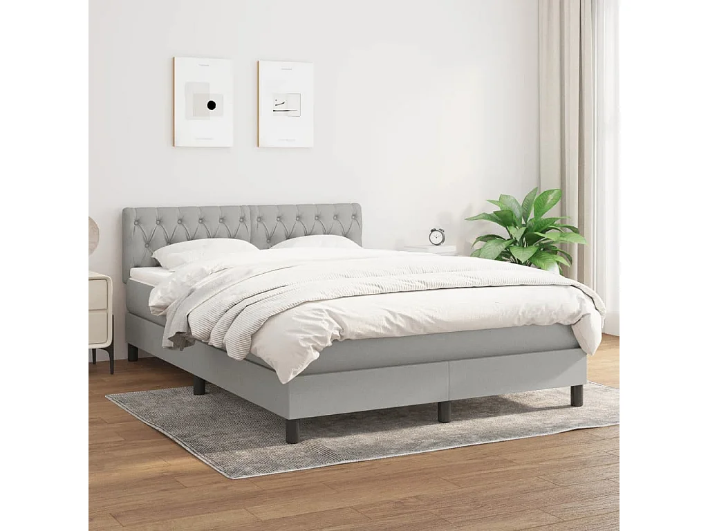 Lit à sommier tapissier avec matelas Gris clair 140x190 Tissu