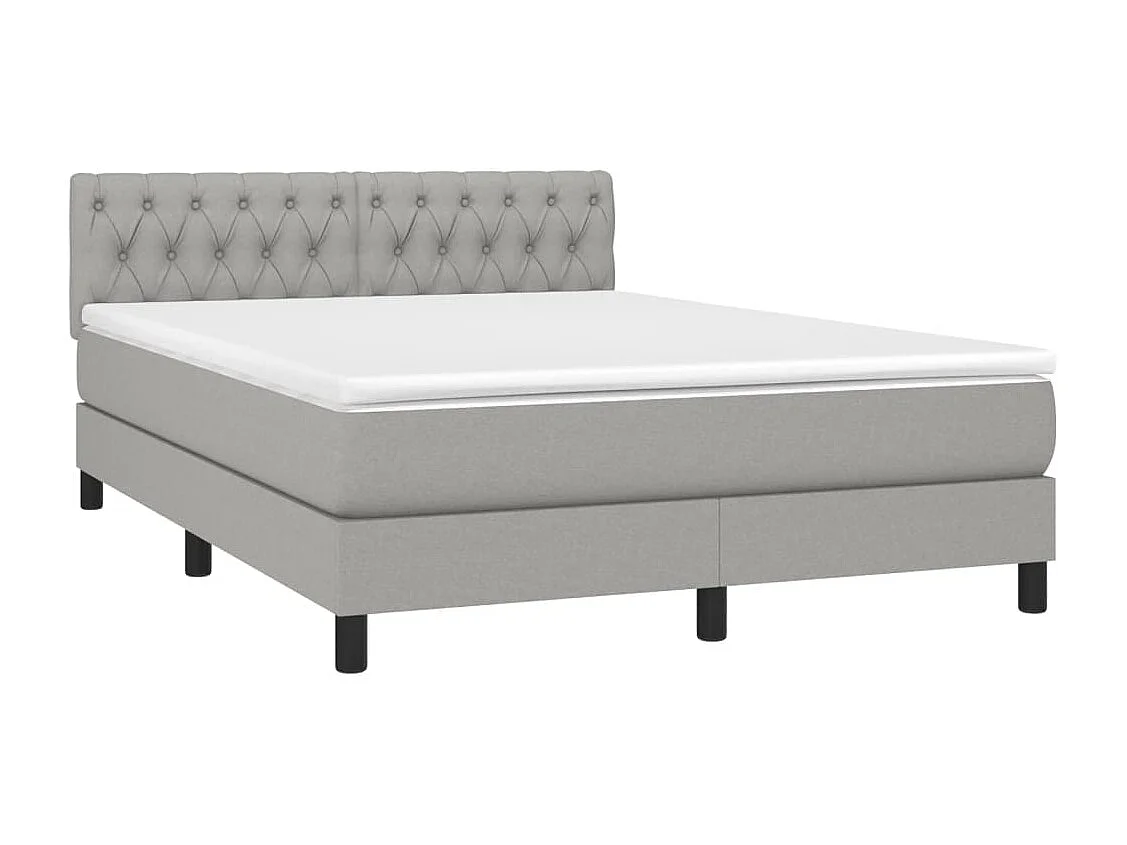 Lit à sommier tapissier avec matelas Gris clair 140x190 Tissu