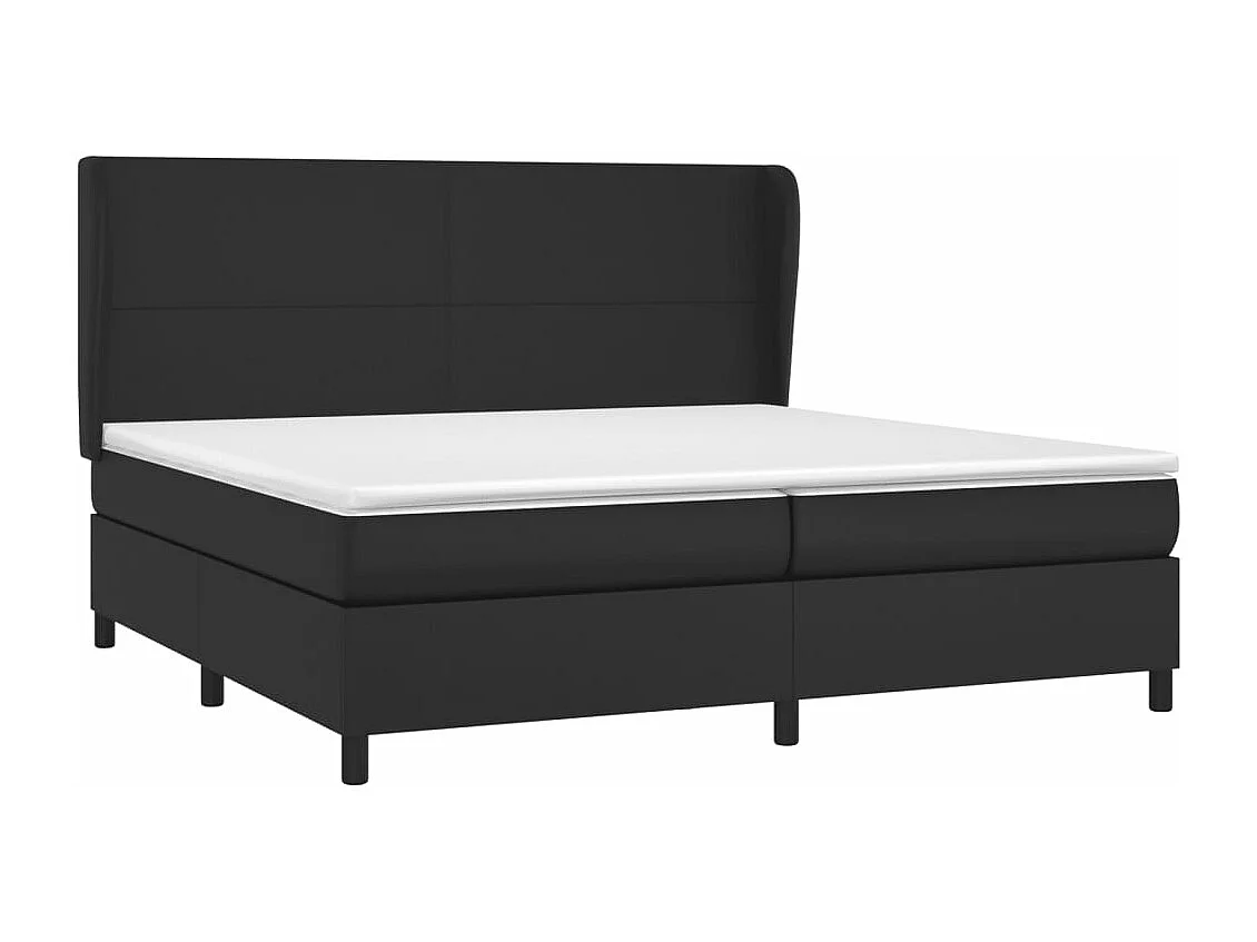 Lit à sommier tapissier avec matelas Noir 200x200 Similicuir