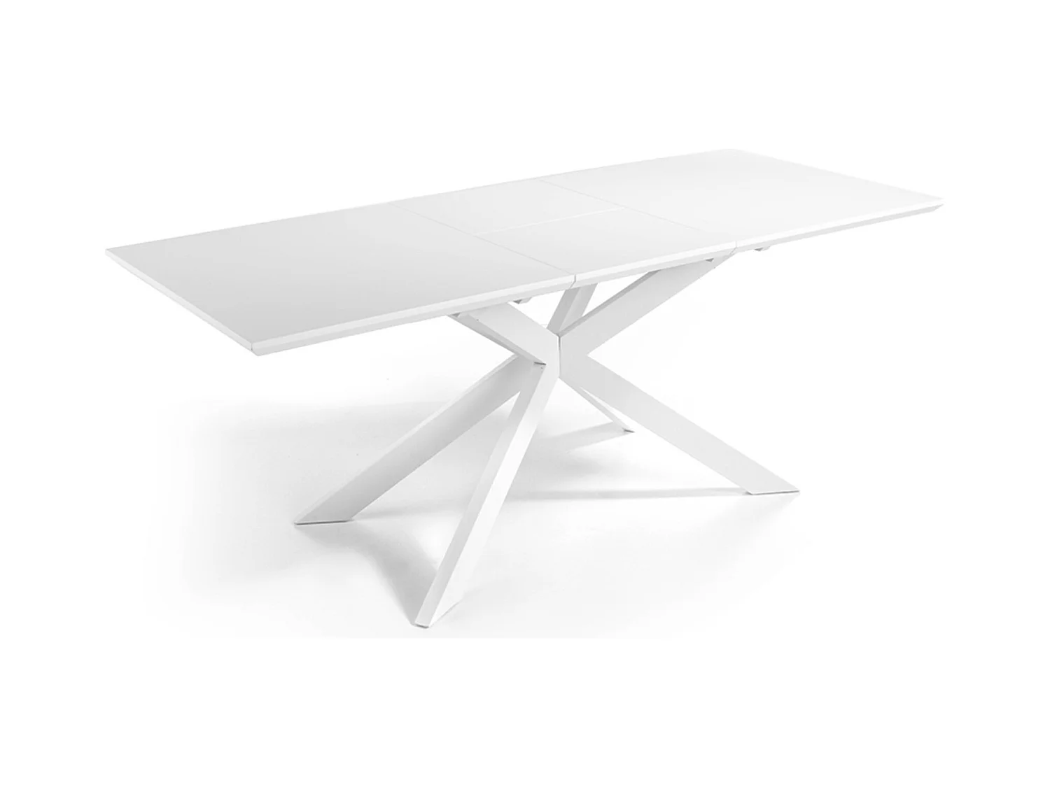 Table à manger design extensible blanc mat et pieds métal blanc Reina 160 à 210cm
