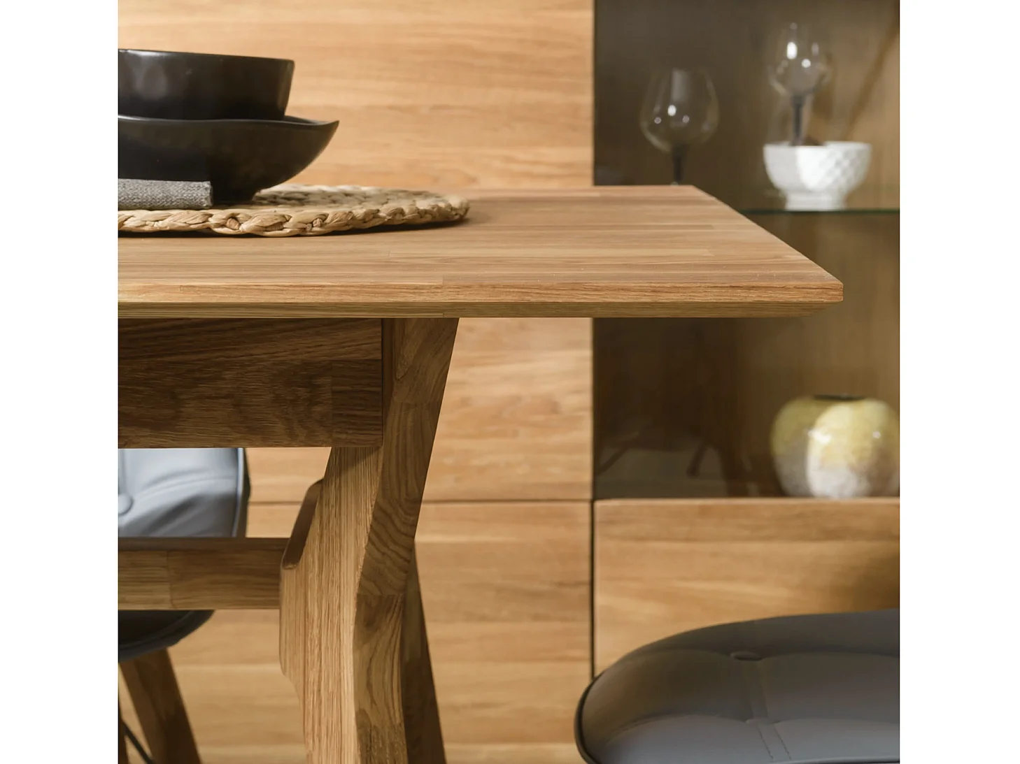 Table extensible en bois de chêne massif Osword 170 à 210cm