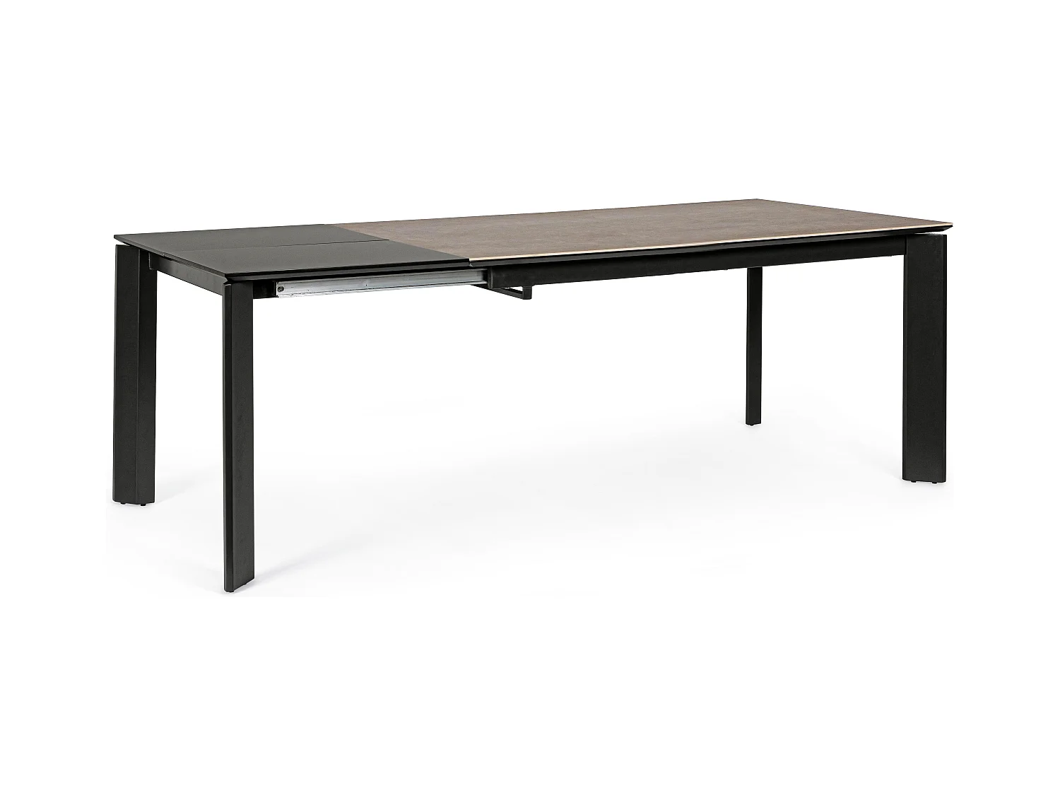 Table extensible en céramique marron et acier noir Kerry 160-220cm