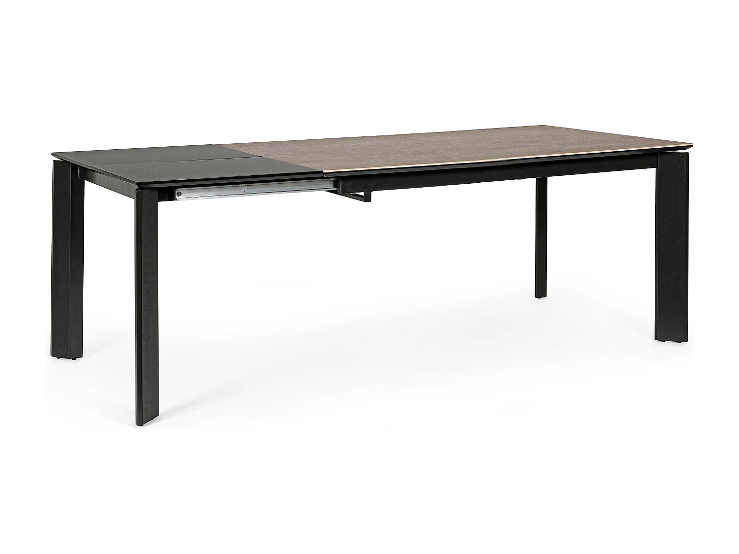 Table extensible en céramique marron et acier noir Kerry 160-220cm