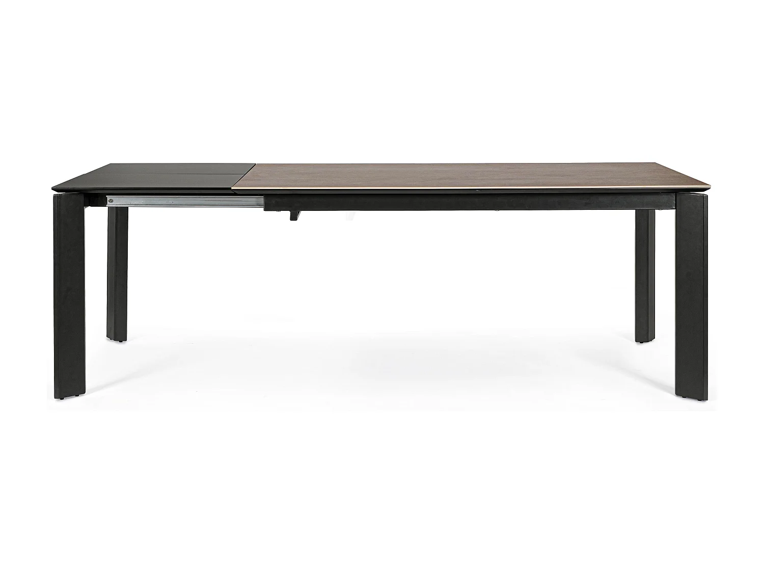 Table extensible en céramique marron et acier noir Kerry 160-220cm