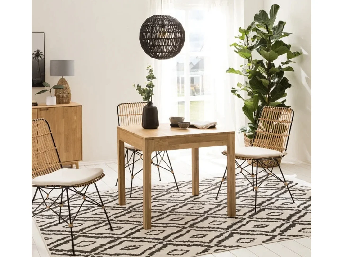 Mesa extensible Marko de madera maciza de roble de 120 a 160 cm