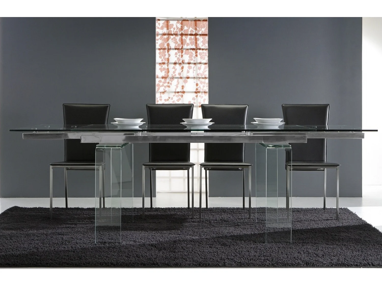 Table rectangulaire extensible verre trempé transparent Angel 160-240cm