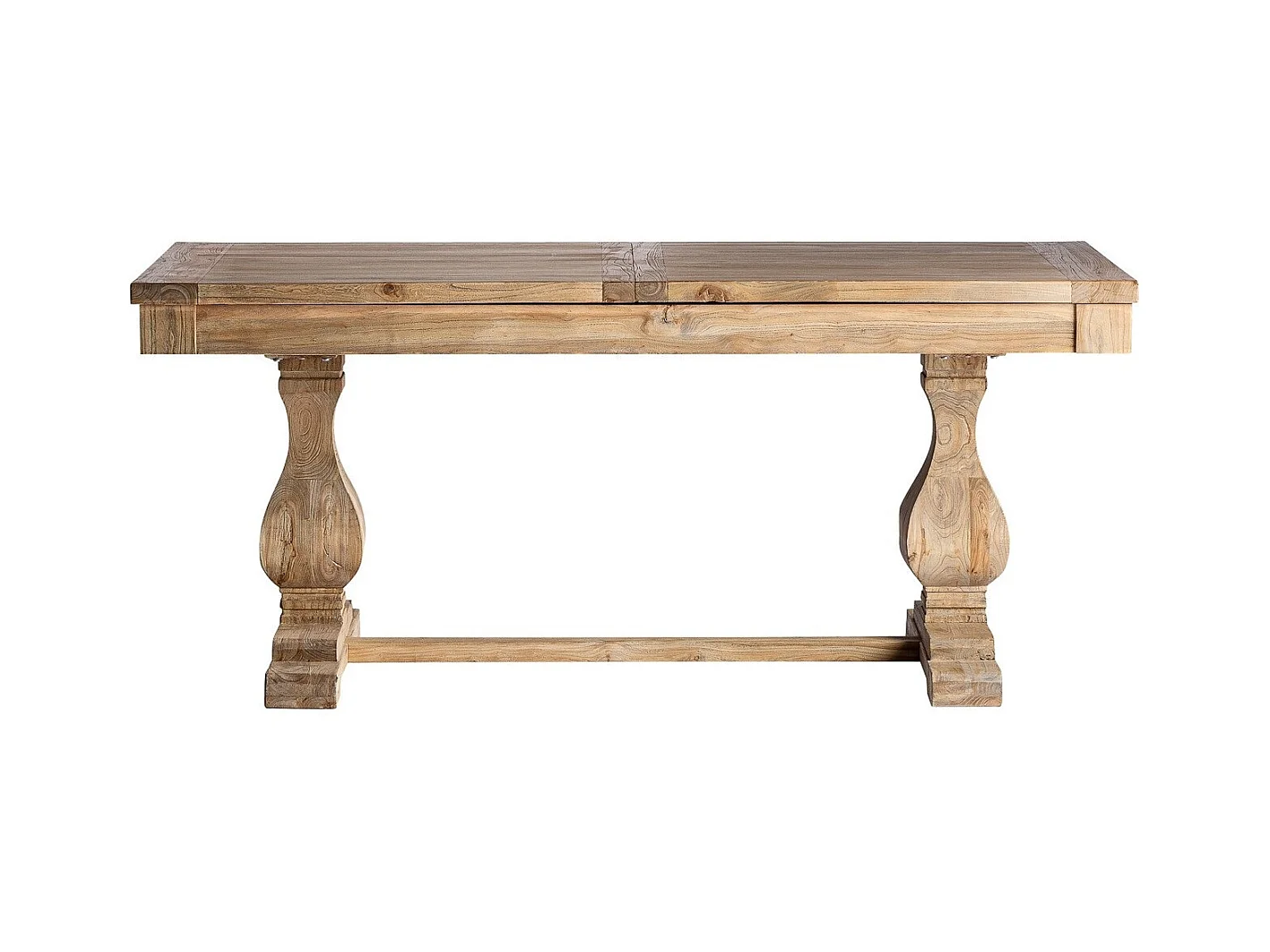 Table à manger rectangulaire à rallonge bois d'orme massif Bukila-Largeur extensible 180x240cm