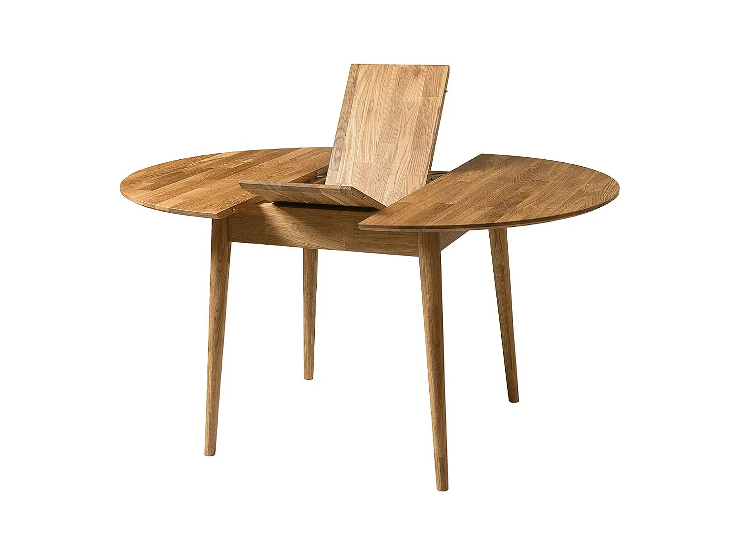 Table à manger ronde extensible 100 à 130cm en bois de chêne massif Kundy