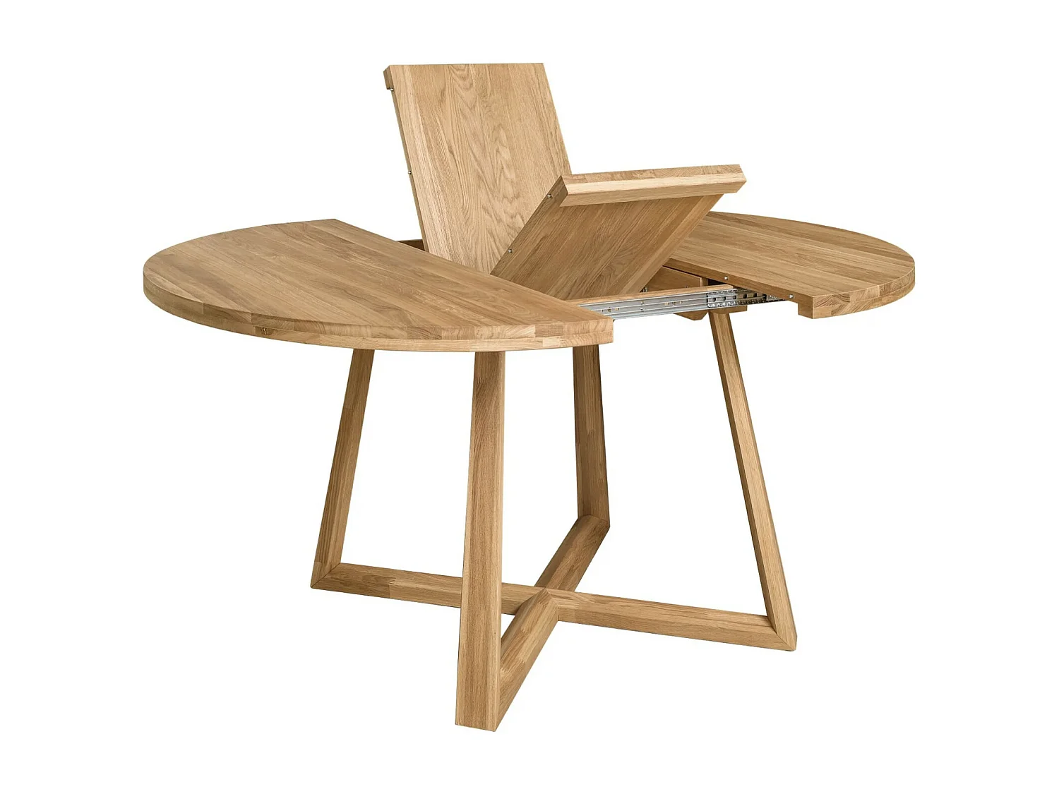 Table à manger ronde extensible 100 à 130cm en bois de chêne massif Mobalpy