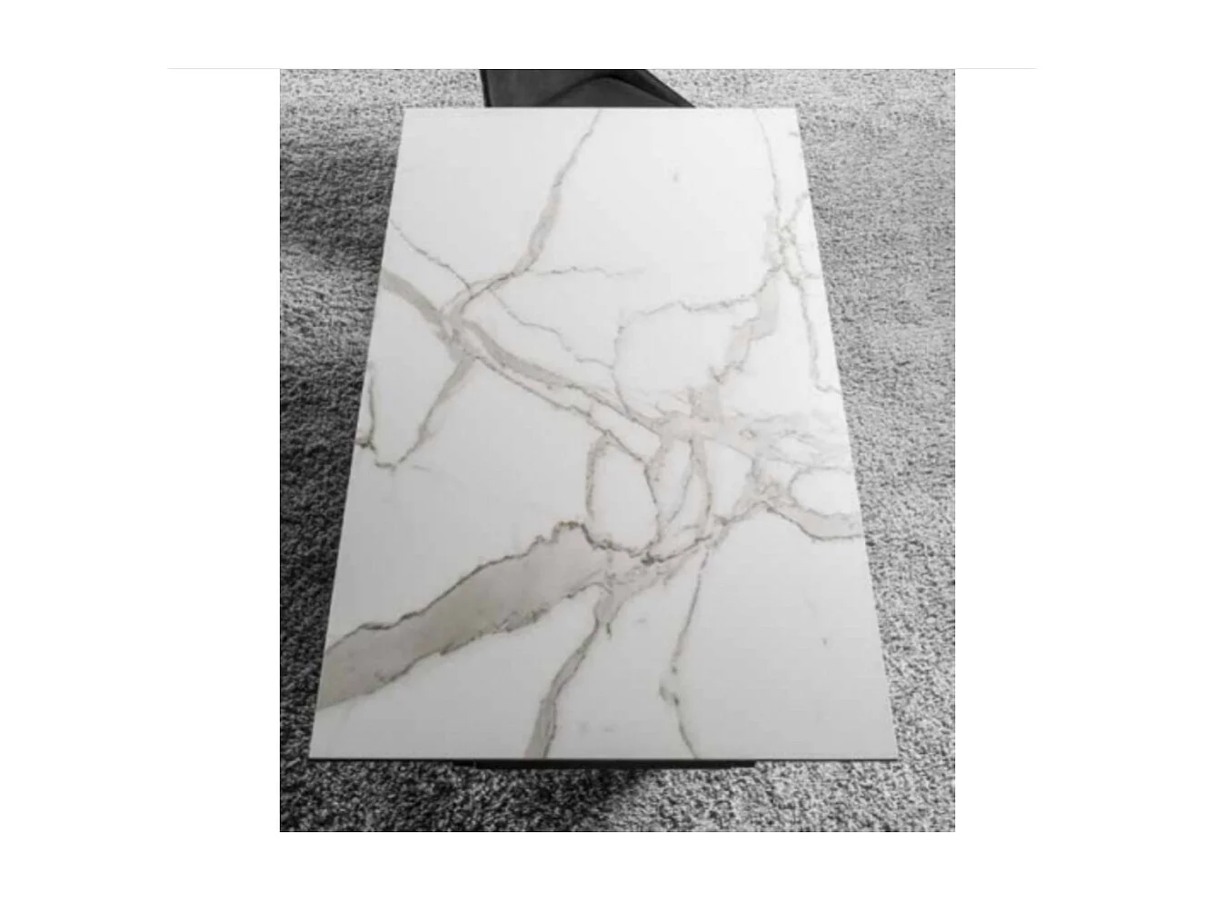 Table extensible 180-280cm céramique blanc marbre et pieds métal noir Kylane