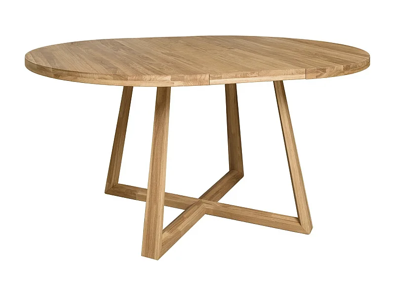 Mesa de comedor redonda extensible de 120 a 160 cm en madera maciza de roble Mobalpy