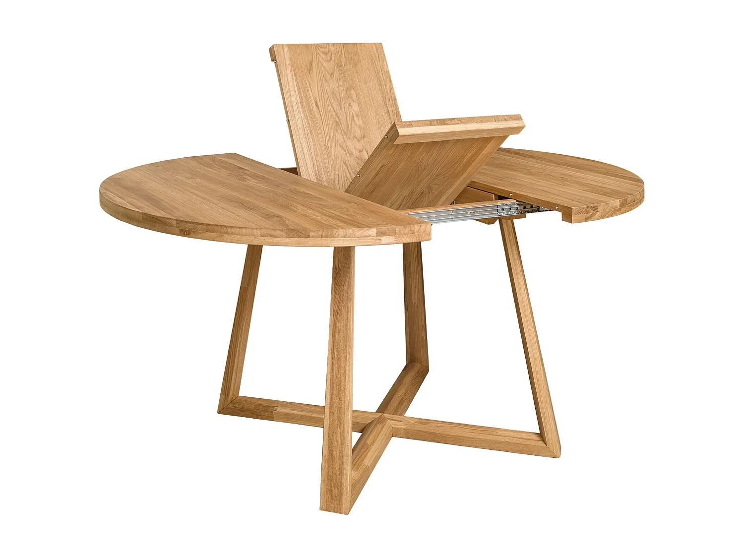 Table à manger ronde extensible 120 à 160cm en bois de chêne massif Mobalpy