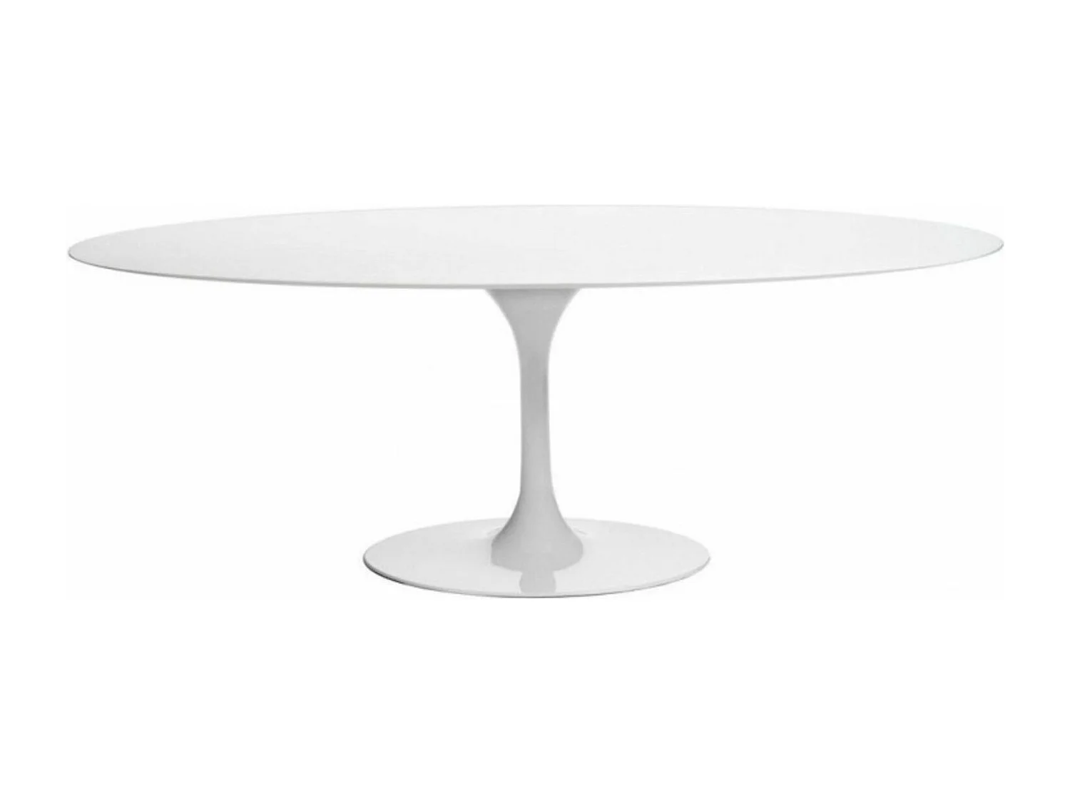 Table tulipe ovale extensible-Plateau Noir mat-Largeur 160/220 cm-Piètement Blanc brillant