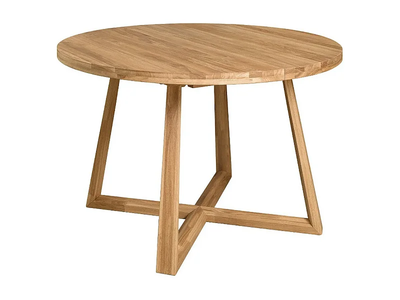 Mesa de comedor redonda extensible de 130 a 170 cm en madera maciza de roble Mobalpy