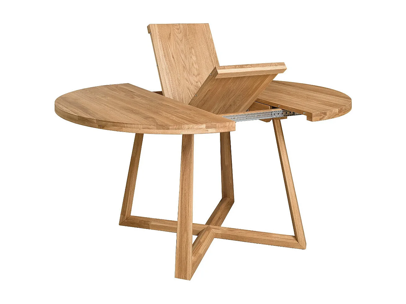 Table à manger ronde extensible 130 à 170cm en bois de chêne massif Mobalpy