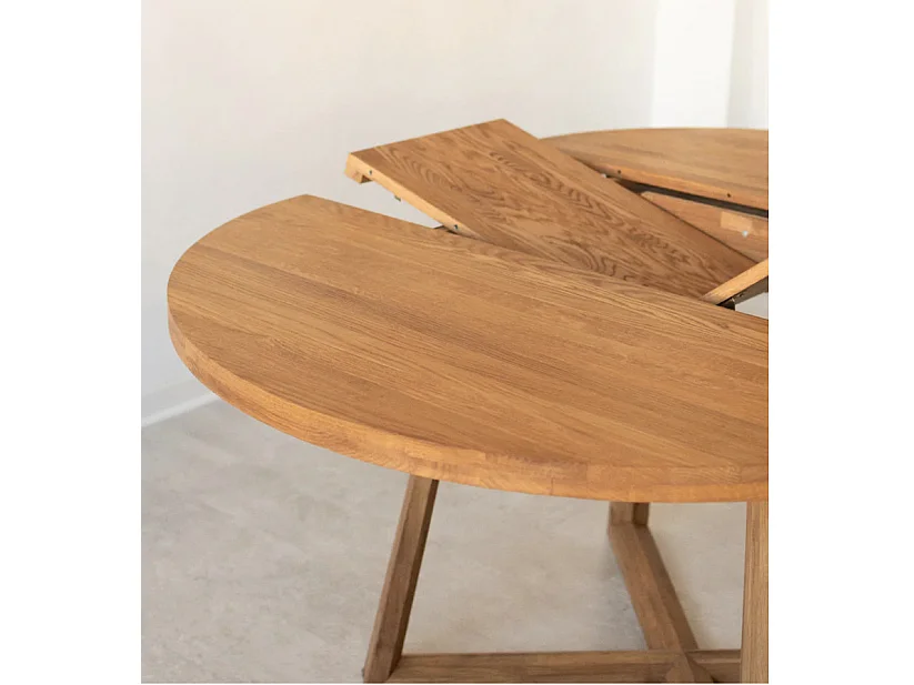 Table à manger ronde extensible 130 à 170cm en bois de chêne massif Mobalpy