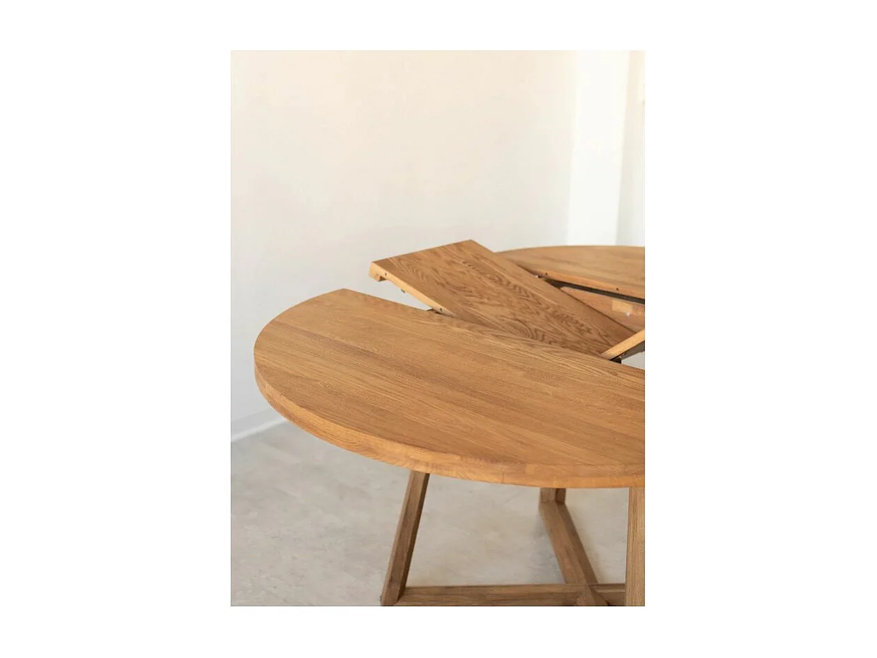 Table à manger ronde extensible 130 à 170cm en bois de chêne massif Mobalpy
