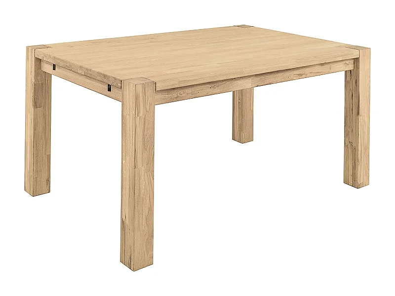 Mesa extensible Ritza de roble macizo blanqueado de 160 a 210 cm