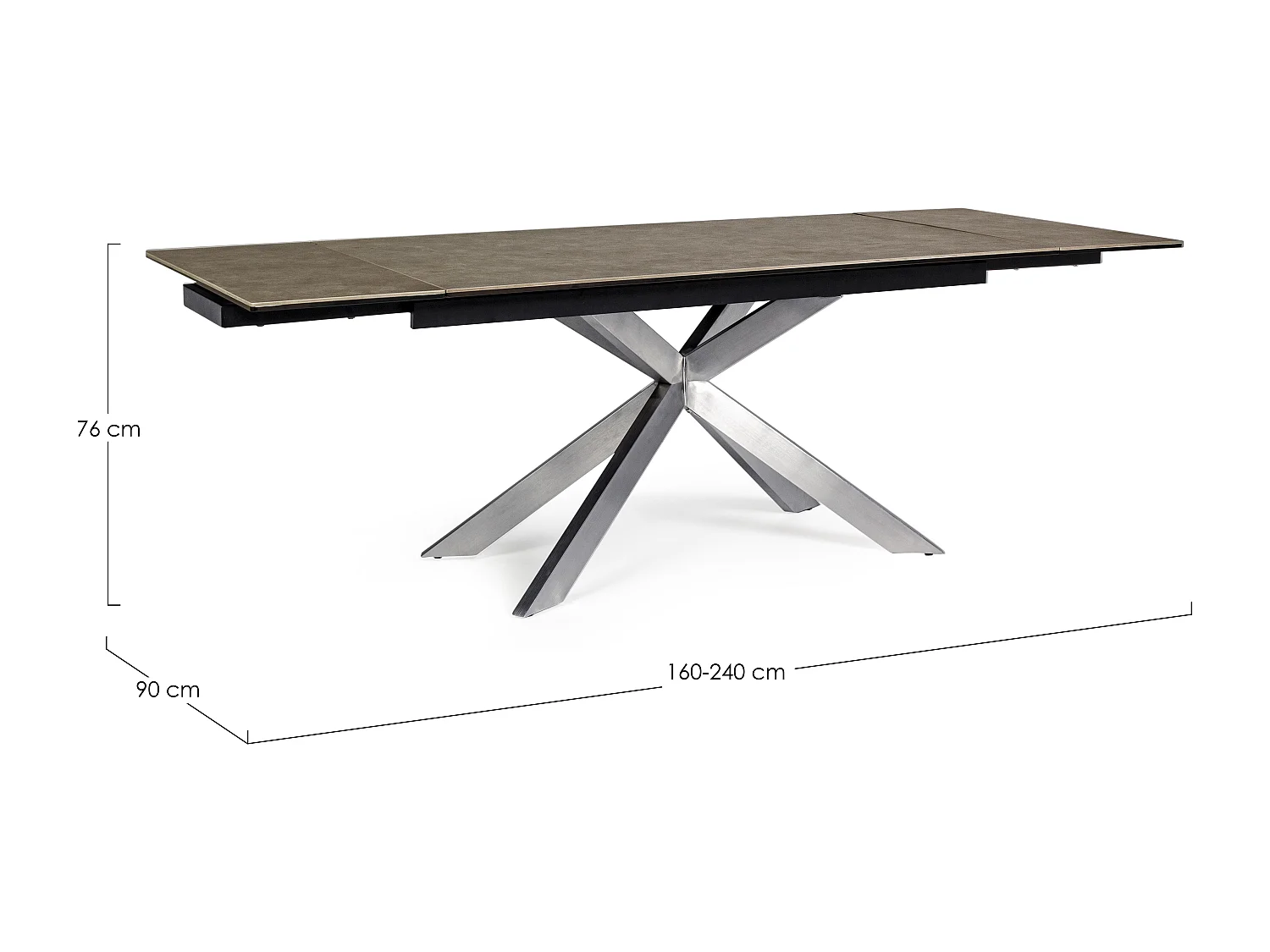 Table extensible en acier et céramique Achel L 160-240cm