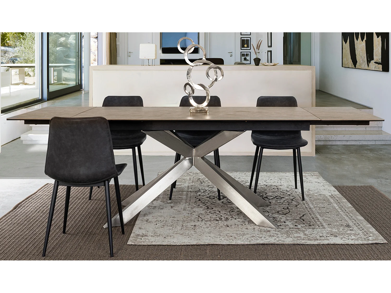 Table extensible en acier et céramique Achel L 160-240cm