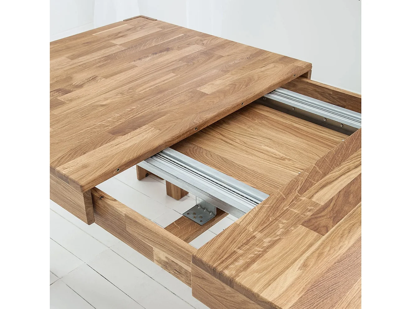 Uitschuifbare massief eiken eettafel 4 tot 12 zitplaatsen L 160 tot 280 cm Kristen