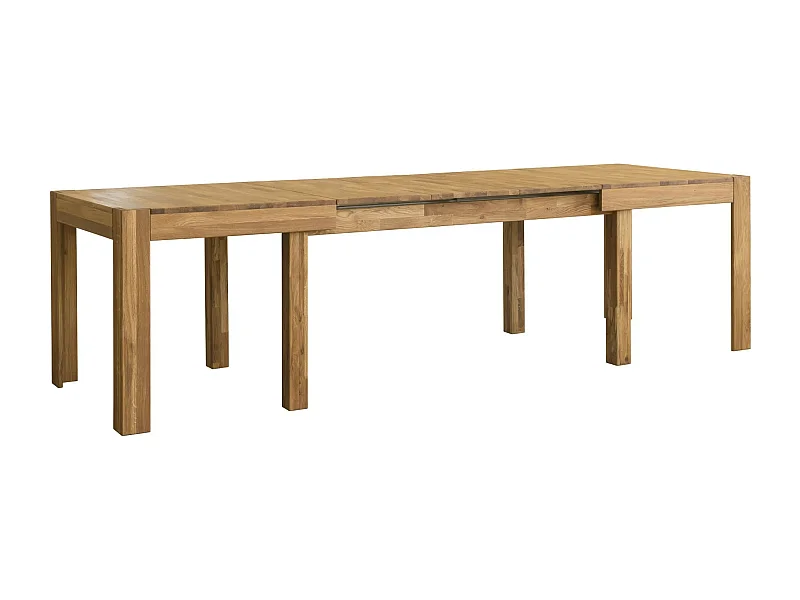 Mesa de comedor extensible de roble macizo de 4 a 12 plazas L 160 a 280 cm Kristen
