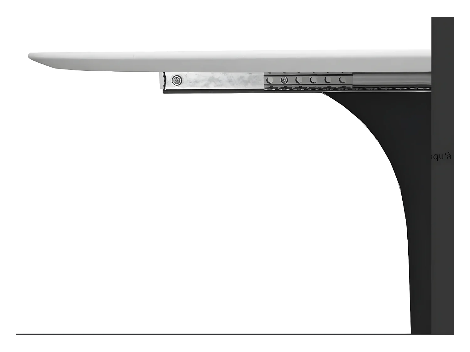 Table tulipe ovale extensible-Plateau Blanc mat-Largeur 160/220 cm-Piètement Noir brillant