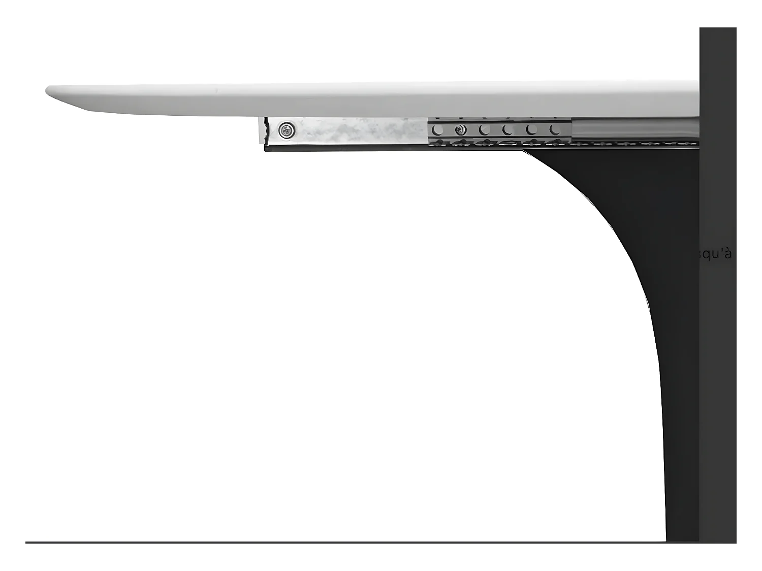 Table tulipe ovale extensible-Plateau Blanc mat-Largeur 160/220 cm-Piètement Noir brillant
