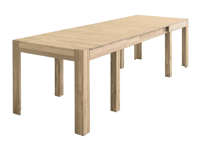 Table à manger extensible en chêne massif blanchi 4 à 12 places L 160 à 280cm Kristen