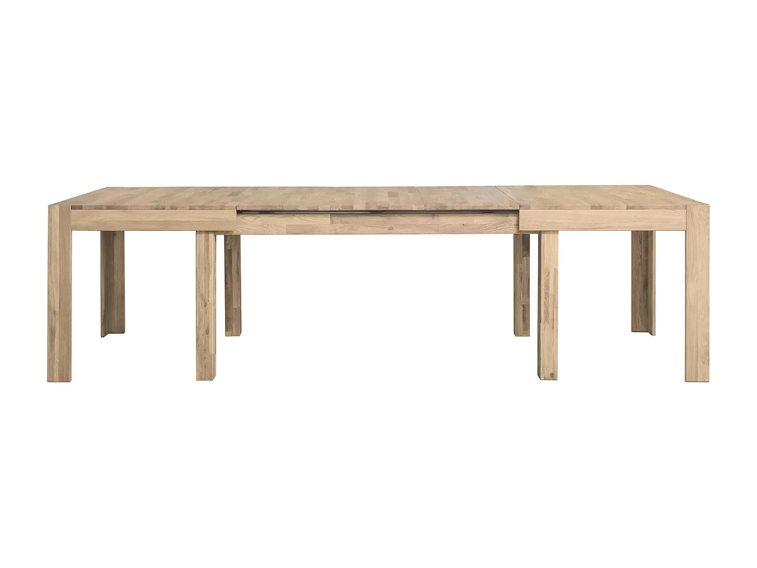 Table à manger extensible en chêne massif blanchi 4 à 12 places L 160 à 280cm Kristen