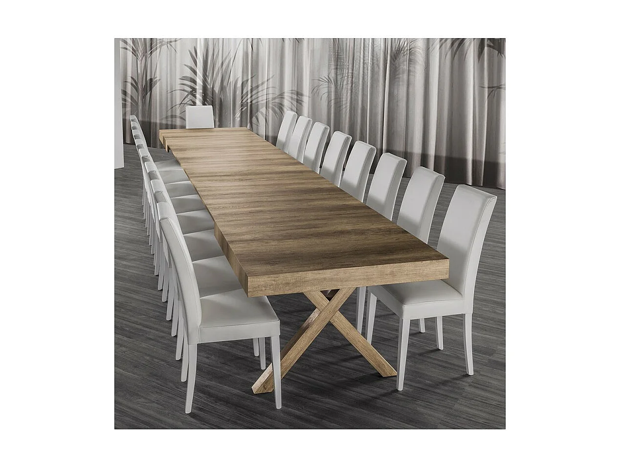 Table de repas extensible bois naturel 26 places jusqu'a 500cm Kopar-Taille Jusqu'a 500 cm